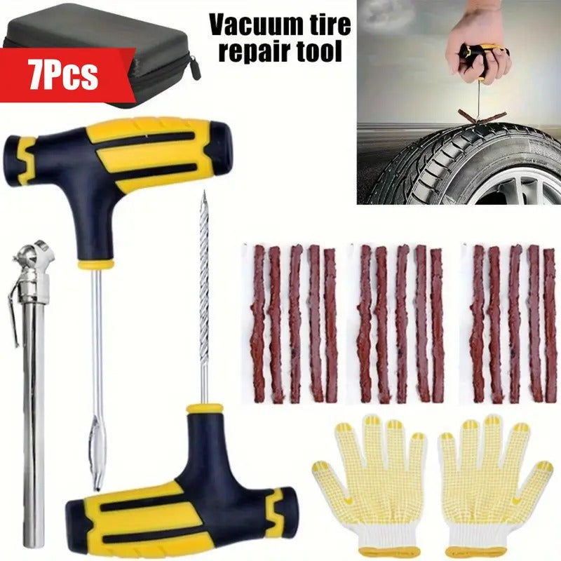 Tubeless Tyre Puncture Repair Kit with Solution and Puncture Repair Strips for Car, Bike, SUV, & Motorcycle Tubeless Tyre Puncture Repair Kit 3 Stirps