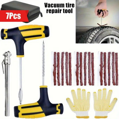 Tubeless Tyre Puncture Repair Kit with Solution and Puncture Repair Strips for Car, Bike, SUV, & Motorcycle Tubeless Tyre Puncture Repair Kit 3 Stirps