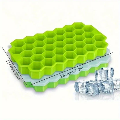 Ice Cube Tray Silicone for Freezer Honeycomb 37 Cavity Ice Cube Mould Flexible Tray for Freezer, Chocolate Cake Maker, Ice Trays for Chilled Drinks, Reusable