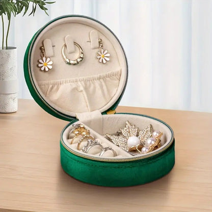 Jewelry Box, Mini Portable Organizer Travel Case with Zipper, Faux PU Leather Small Storage Boxes for Rings, Earrings, Necklaces, Bracelets , Gift for Women Girls