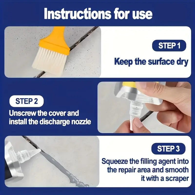 Concrete Crack Sealant, Concrete Crack Filler, Quick-Drying Slab Crack Waterproof Repair Sealant, Weather-Resistant Caulking Glue