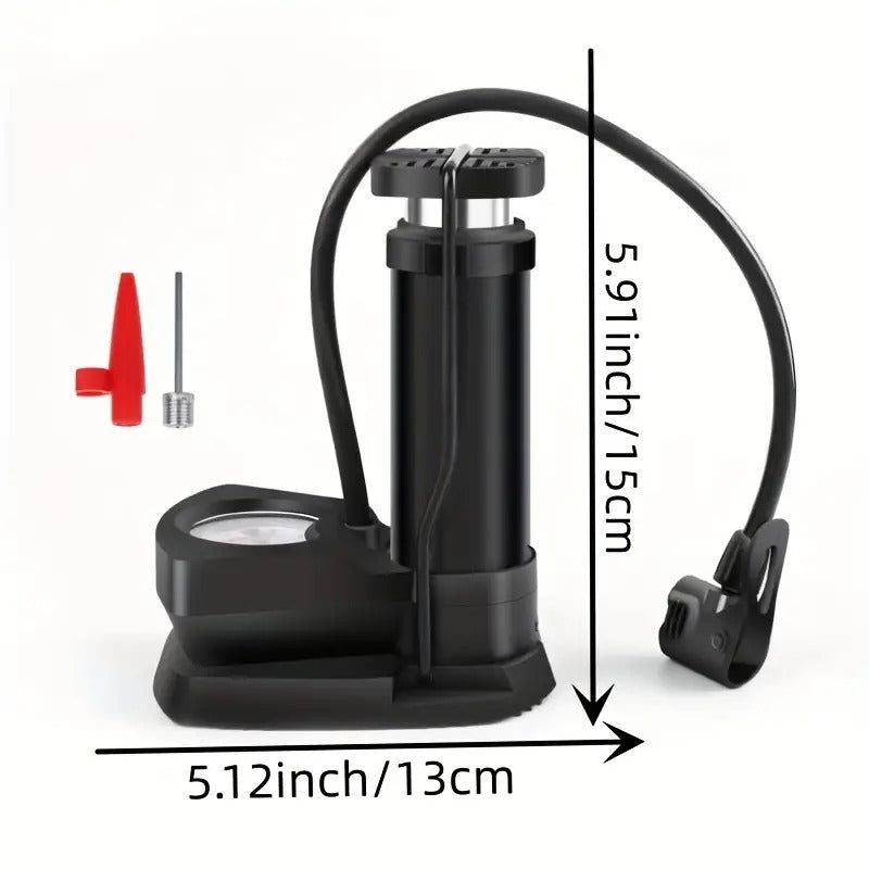 Portable High-Pressure Foot Air Cycle Pump | Easy-to-Read Dial | Heavy Compressor Cylinder with Pressure Gauge | Floor Pump for Motorbike/Cars/Bicycle/Football (Black)