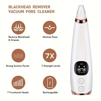 6 in 1 Multi-function Blackhead Remover Tools | Electric Derma suction Machine | Acne Pimple Pore Cleaner Vacuum tool - Facial Cleanser Device