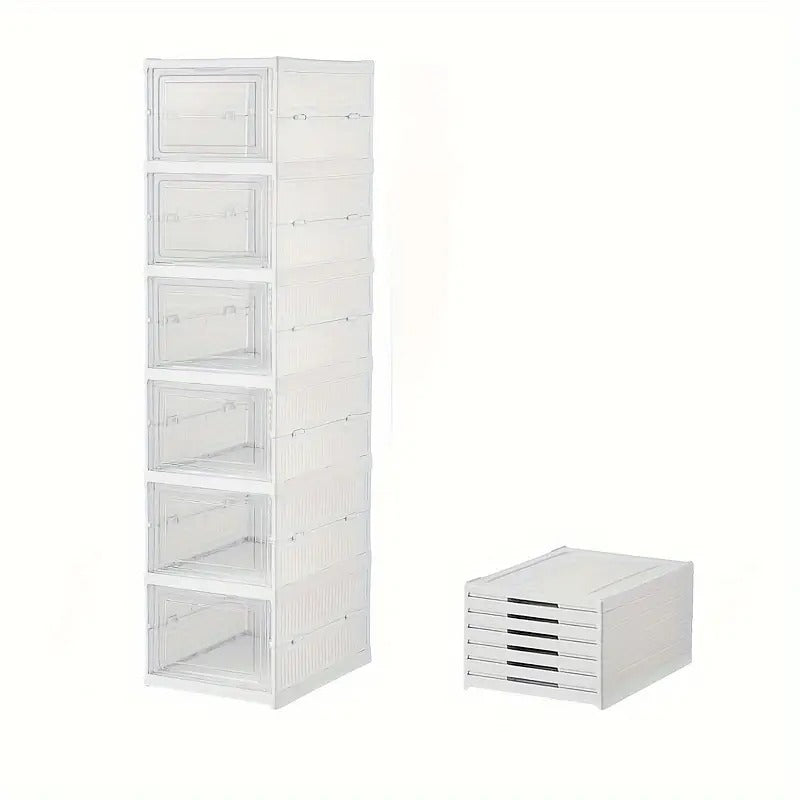 Shoe Rack (5-Layer) Foldable Sneakers Box | Storage Organizer for Shoe, Slippers & Books | Storage Rack for Living Room | Multipurpose Cabinet Organizer | White