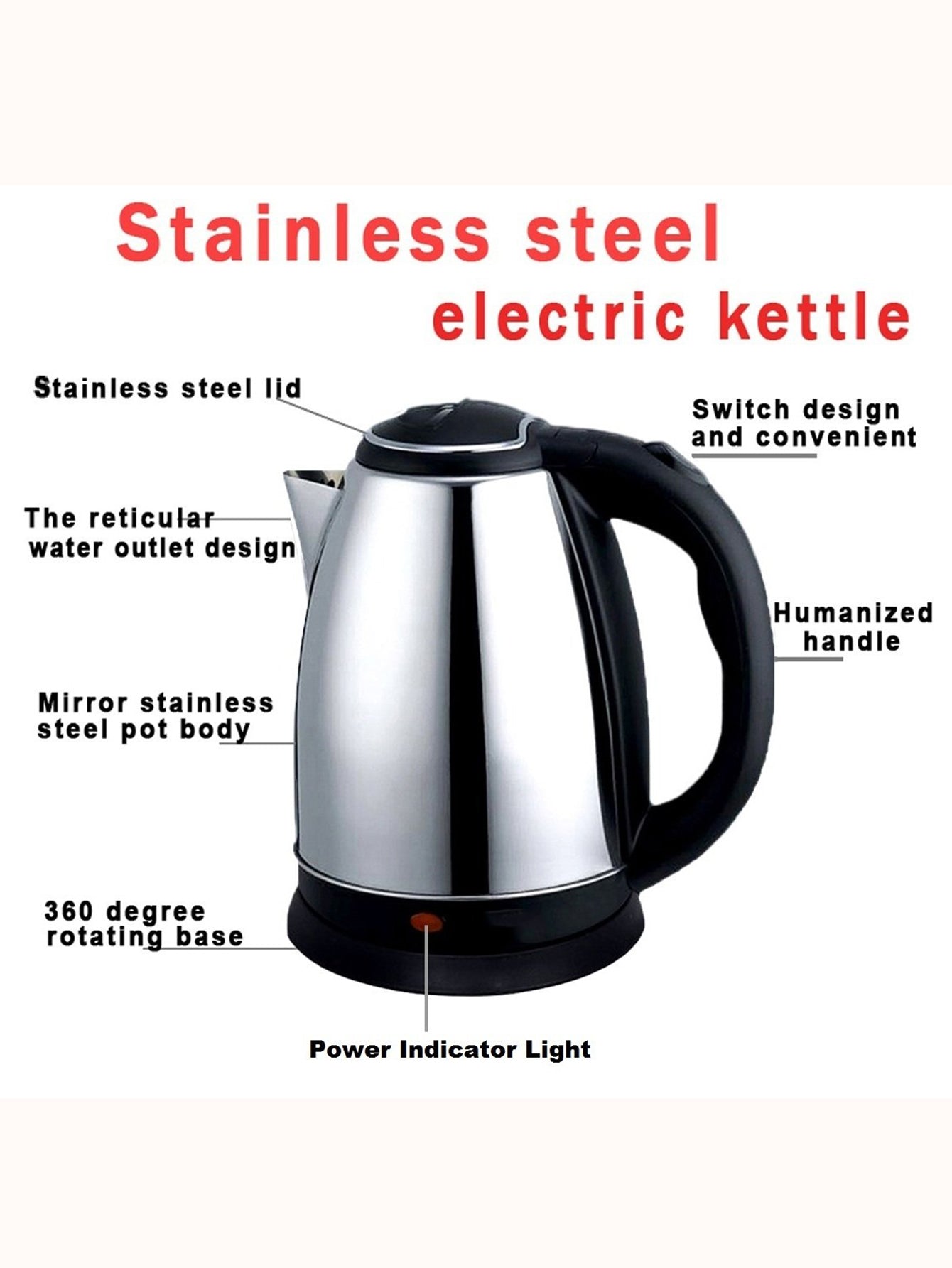2 Liter Electric Kettle with Stainless Steel