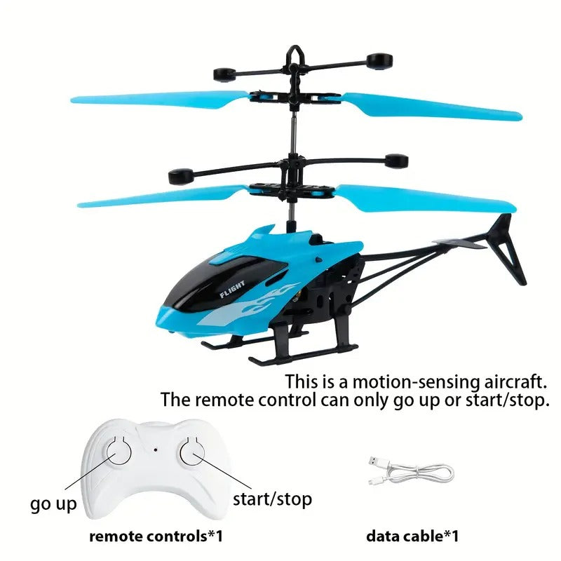 Outdoor and Indoor Flying Helicopter with Hand Induction Watch | Electronic Radio RC Remote Control Toy | Charging Helicopter with 3D Light & Safety Sensor for Kids (Multi Color)