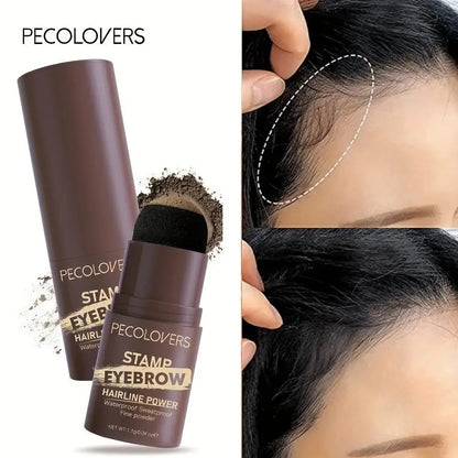 Natural Hairline Powder, Hair Shading Sponge Pen, Hairline Shadow Powder Stick, Quick Hair Root Touch-Up, Paired With 2 Pairs Of Eyebrow Stamp