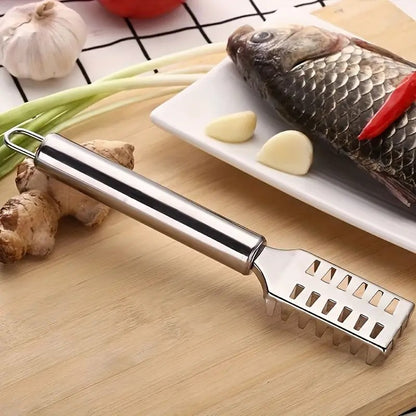 Stainless Steel 3 in 1 Fish Maw Knife, Scaler Remover with Sawtooth Easily Remove Fish Scales-Cleaning Brush Scraper Kitchen Tool