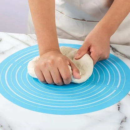 Silicon Fondant Baking Mat Chapati Atta Kneading Mat Non-Stick Fondant Rolling Mat Stretchable for Kitchen Roti Chapati Cake – Blue