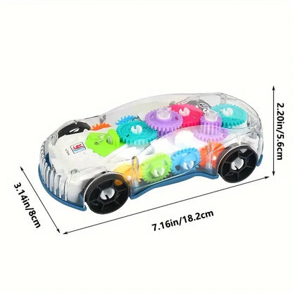 Toyz Musical Car Toys for Kids 360 Degrees Rotating Transparent Concept Car with Flashing 3D Light & Sound Toys for Kids