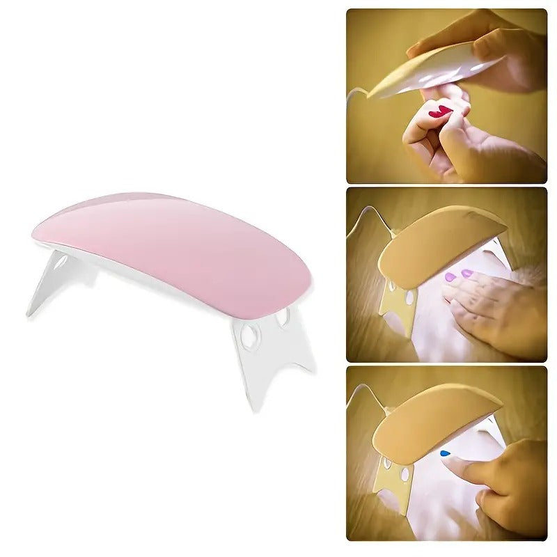 Nail Dryer Mini, 6W Led Uv Portable Nail Dryer Curing Lamp Light For Gel Based Polish Usb Power With 45S/60S Timer Setting, Pink