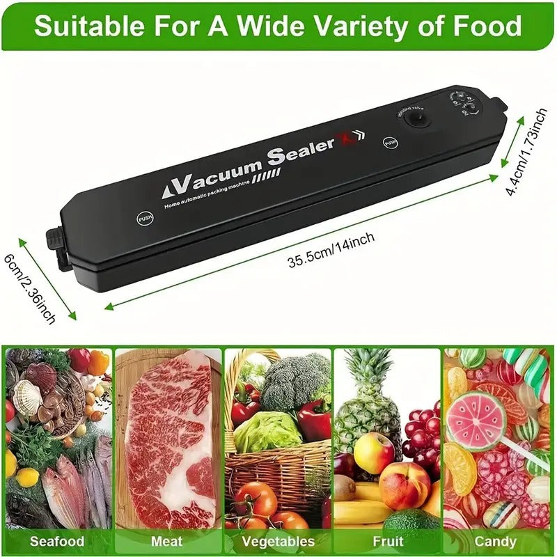 Vacuum Sealer Machine, Automatic Fresh Food-Sealer, Vacuum Packing Machine For Fruits, Meat Preservation With Dry & Moist Sealing Modes With LED