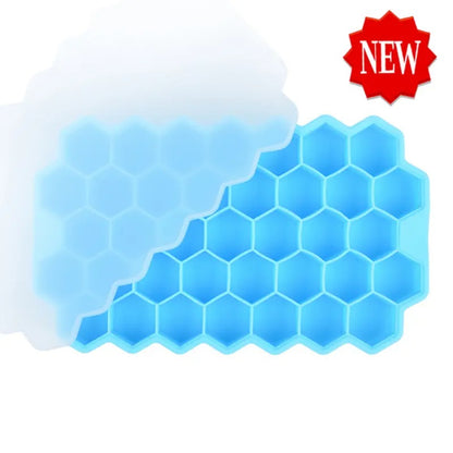 Ice Cube Tray Silicone for Freezer Honeycomb 37 Cavity Ice Cube Mould Flexible Tray for Freezer, Chocolate Cake Maker, Ice Trays for Chilled Drinks, Reusable