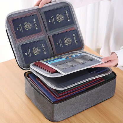 Polyester Multilayer Travel File Document Organiser Storage Bag With Lock Waterproof File Folders Bag For Certificates&Document Safe Pouch Bag For Home Office Travel (Black)