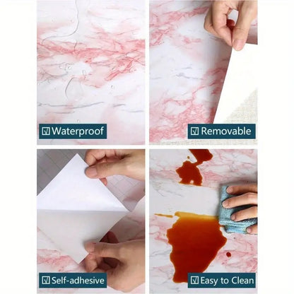 waterproof vinyl sheet for kitchen, Marble Kitchen Oil Proof vinyl Foil Stickers, Kitchen Backsplash Wallpaper, Self-Adhesive Wall Sticker Anti-Mould and Heat Resistant for Walls Drawer