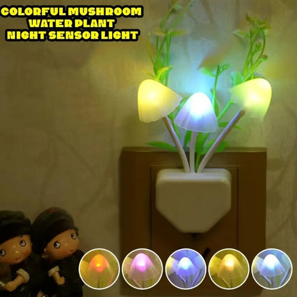 Mushroom LED Night Lights (Pack of 2) 7 Color Change Plug Light Sensor Wall Lamp, LED Night Lights Mini Magic Mushroom Night Lights Sensor Wall Lamp for Kids Adult