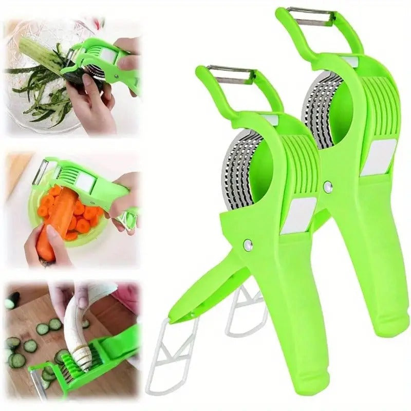 Plastic 2 in 1 Vegetable & Fruit Multi Cutter & Peeler,Veg Cutter Sharp Stainless Steel 5 Blade Vegetable Cutter with Peeler