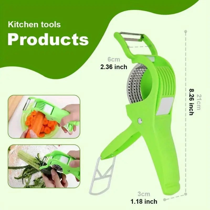 Plastic 2 in 1 Vegetable & Fruit Multi Cutter & Peeler,Veg Cutter Sharp Stainless Steel 5 Blade Vegetable Cutter with Peeler