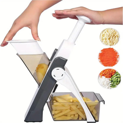 Spring Slicer Vegetable Cutter Stainless Steel Adjustable Slicer Multipurpose Vegetable & Fruit Chopper Cutter Safe Mandoline Slicer Hand Press Mandoline Slicer