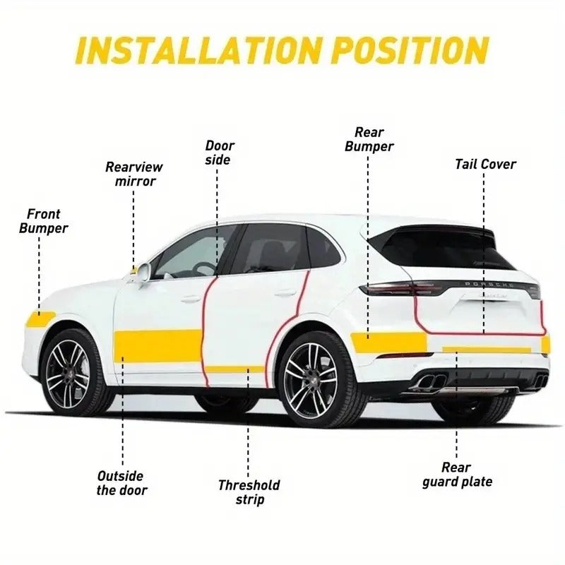 All White Car Door Transparent Carbon Fiber Seal Strip Door Edge Guard–Universal Fit