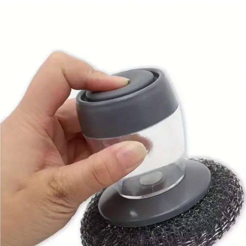 Tar Brush Dish Cleaning Brush with Liquid Dispensar Palm Dish Cleaning 1 PCS, Liquid Soap Dispenser Pump with Sponge Holder