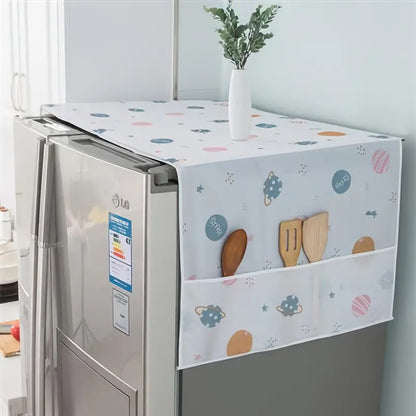 Refrigerator Storage Bag Colorful Waterproof dust Cover Sundries Organizer Hanging Bag Kitchen- 1 Piece- 55*130cm- Rendom print, Polyester