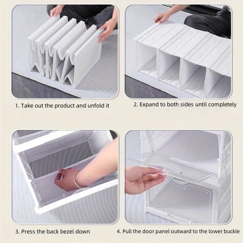 Shoe Rack (5-Layer) Foldable Sneakers Box | Storage Organizer for Shoe, Slippers & Books | Storage Rack for Living Room | Multipurpose Cabinet Organizer | White