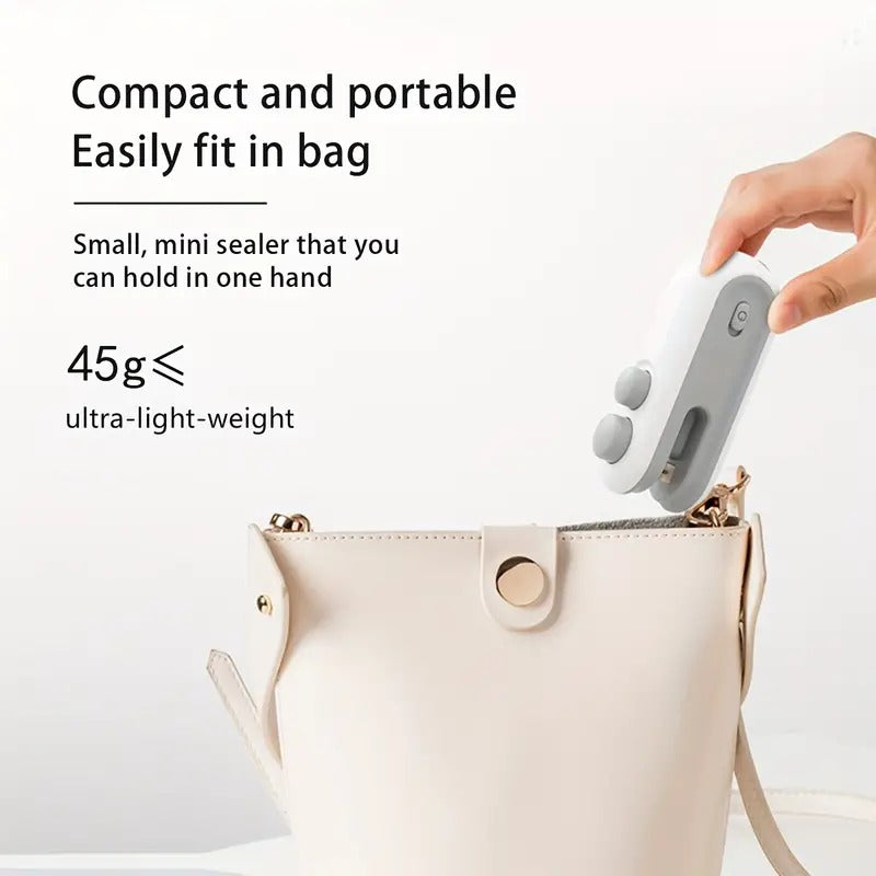 Portable Mini Sealing Machine 2 in 1 USB Rechargeable Magnetic Bag Sealer Heat Seal with Cutter, Plastic Bags Packing Machine Home Appliances