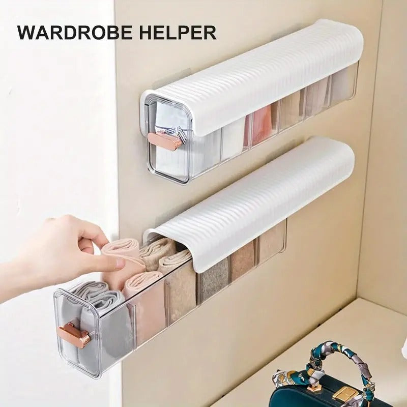 Wall Mounted Drawer Organizer,Wall Hanging Transparent Underwear Panties Storage Box Punch-Free Multifunctional Storage Box for Clothes,Socks,Ties