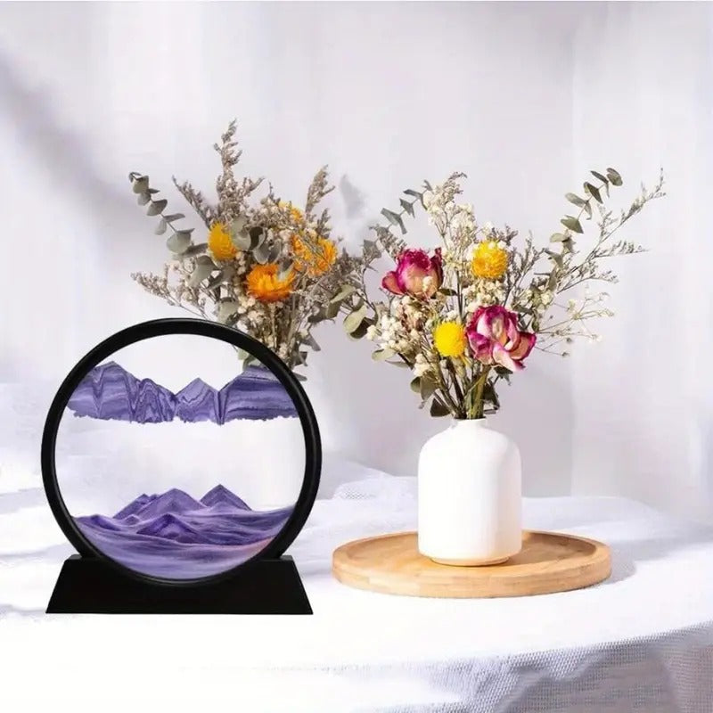 Moving Sand Art Picture Glass Liquid Painting 3D Natural Landscape showpieces for Home Decor Antique Gifts for Kids Office Desktop Decoration Desk Table Decorative Items