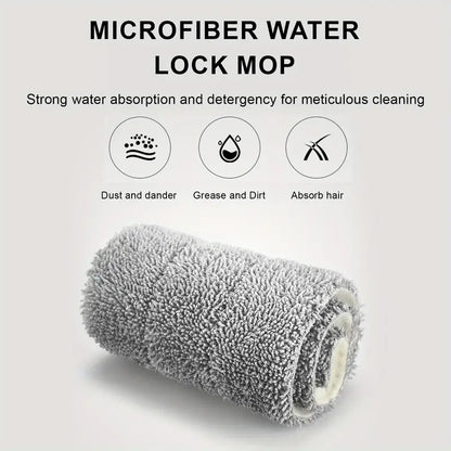 Scratch Cleaning Mop with Bucket/Hands-Free Microfiber Flat Magic Spin Mop 360° System with 2 Microfiber Pads