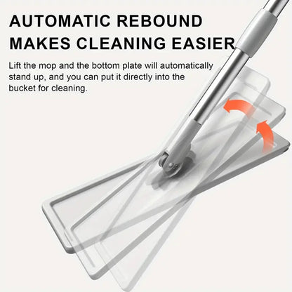 Scratch Cleaning Mop with Bucket/Hands-Free Microfiber Flat Magic Spin Mop 360° System with 2 Microfiber Pads