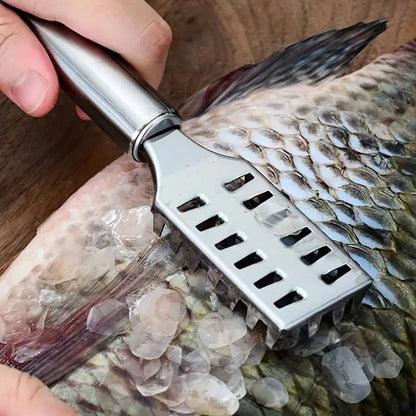 Stainless Steel 3 in 1 Fish Maw Knife, Scaler Remover with Sawtooth Easily Remove Fish Scales-Cleaning Brush Scraper Kitchen Tool