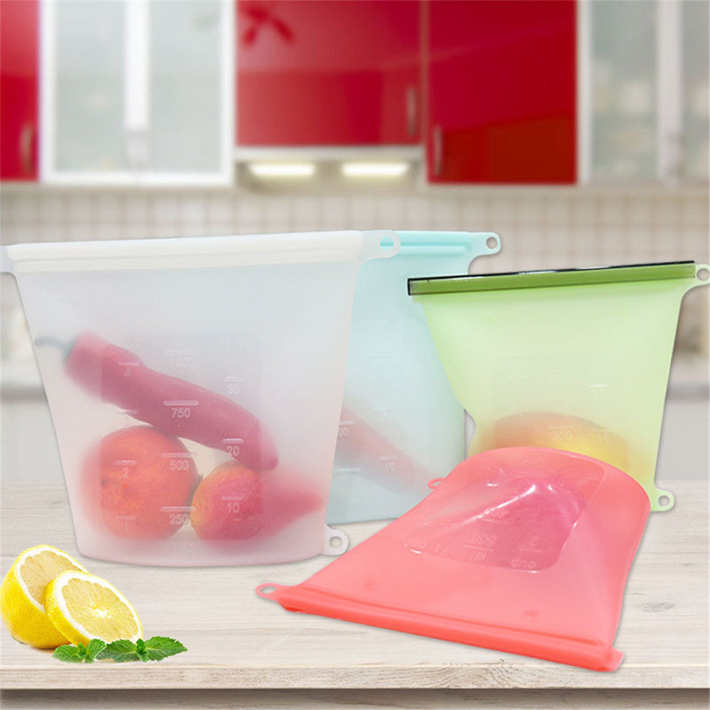 1000ml Silicone Food Bag Reusable Silicon Ziplock Bags Snack Airtight Food Storage Bags for Fridge