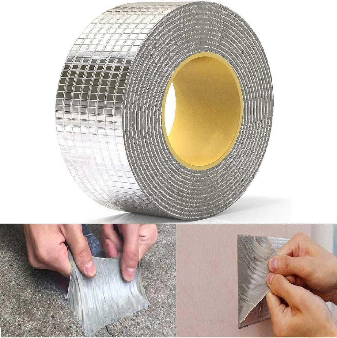 Leakage Repair Waterproof Tape for Pipe Leakage Roof Water Leakage Solution Aluminium Foil Tape Waterproof Adhesive Tape Sealing Duct Rubber Tape for Leakage (5CM*5M