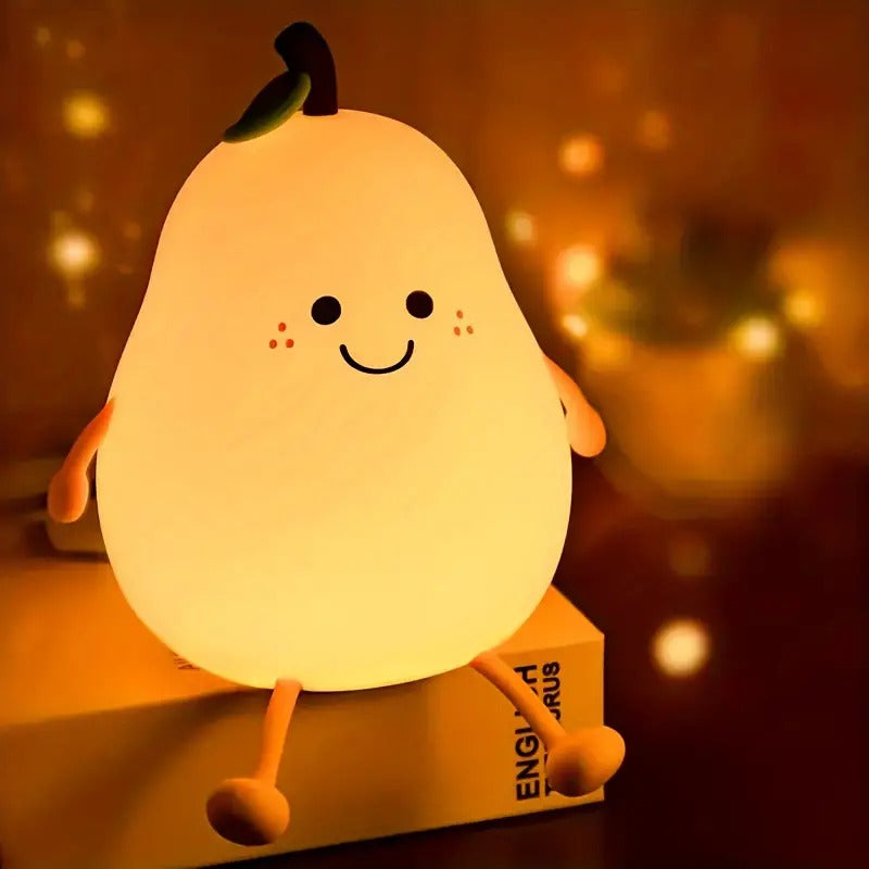 Cute Silicone Pear Lamp USB Rechargeable Color Changing LED Night Light