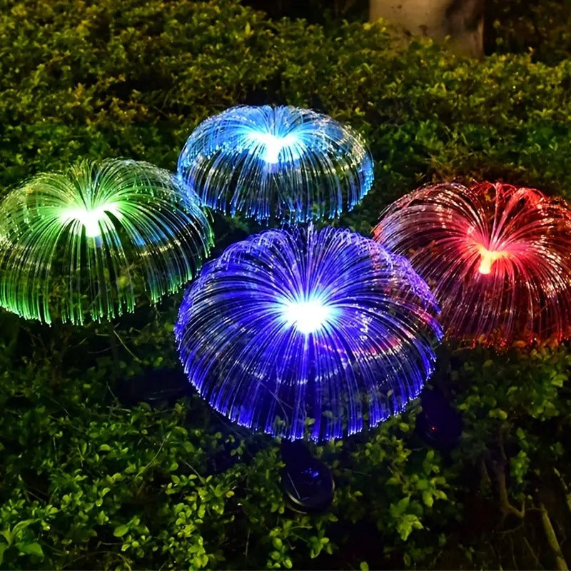 Solar Jellyfish Garden Light 600mAh Battery BIS Approved Fibre Optic Fountain LED IP65 Waterproof Outdoor Lamp with 2V Panel for Backyards Pathways (1Pc, Multicolor)