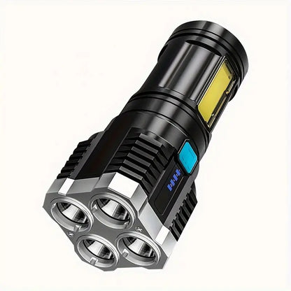 4-in-1 Led Torch Lights Rechargeable Emergency Torch Light 3W USB Charge Flashlight - High Power Long Distance Beam Range 4 Mode Torch for Outdoor, Indoor, Hiking, Walking, Camping