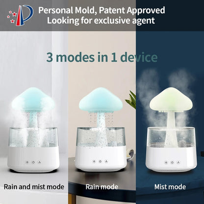 Plastic Snuggling Cloud Rain Drop Humidifier Diffusere, 7 Light Colour with 15ml Essential Oil Bottle for Home, Bedroom, Office Pack of 1