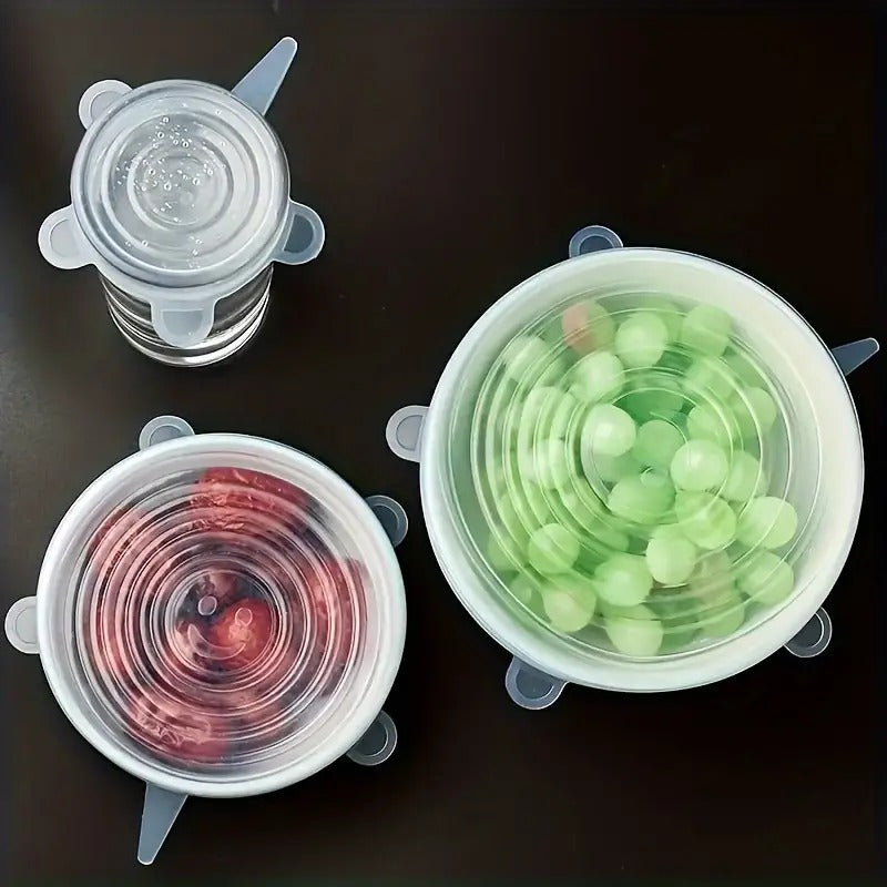 Silicone Stretch Lids, Multi Size Reusable Silicone Lids Food And Bowl Covers, Dishwasher And Freezer Safe