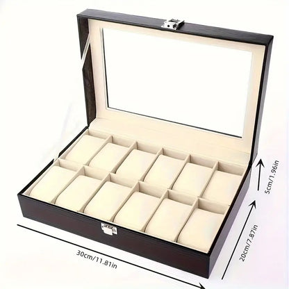 Watch Case Box for Men - Watch Organizer Storage Tray for Women - Wrist Watch Collection Holder 12 Slots