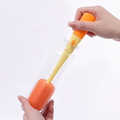 Baby Bottle Brush Cleaner,Multifunctional Cleaning Brush 3 in 1 Replaceable Sponge Bottle Brush,and Silicone Bottle Cup Cover Cleaning Brush