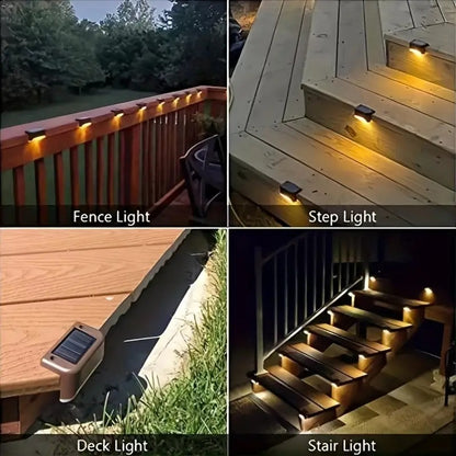 Warm White Solar Stair Lamp (4 PIS) Solar Lights for Outdoors, Warm White Solar Stair Lamp, Waterproof LED Deck Light, Garden Solar Lights, Auto On/Off