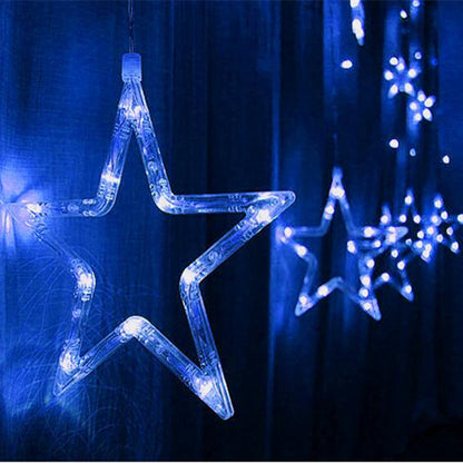 Star Curtain LED Lights for Diwali (2.5 mtr, 138 LED, 6+6 Star), Curtain String Lights with 8 Flashing Modes, Decoration for Christmas, Wedding, Party, Warm White