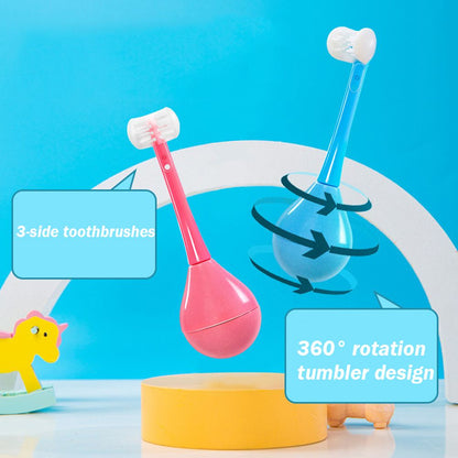 Three Sided Toothbrush for Kids,Three Sided Children's Toothbrush,3D Kids Three-Sided Toothbrush Training,Kids Soft Bristle Toothbrush