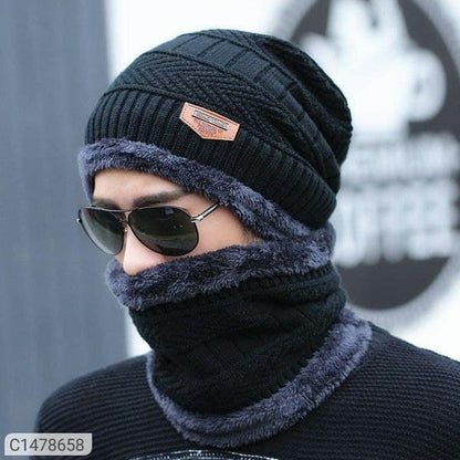 WOOLEN CAP WITH NECK MUFFLER