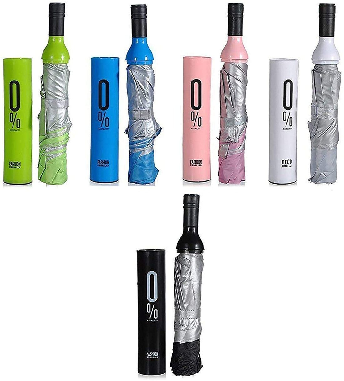 Wine Bottle Umbrella, Compact Double Layer Portable Travel Umbrella with Plastic Case, Manual Open Close Folding Design