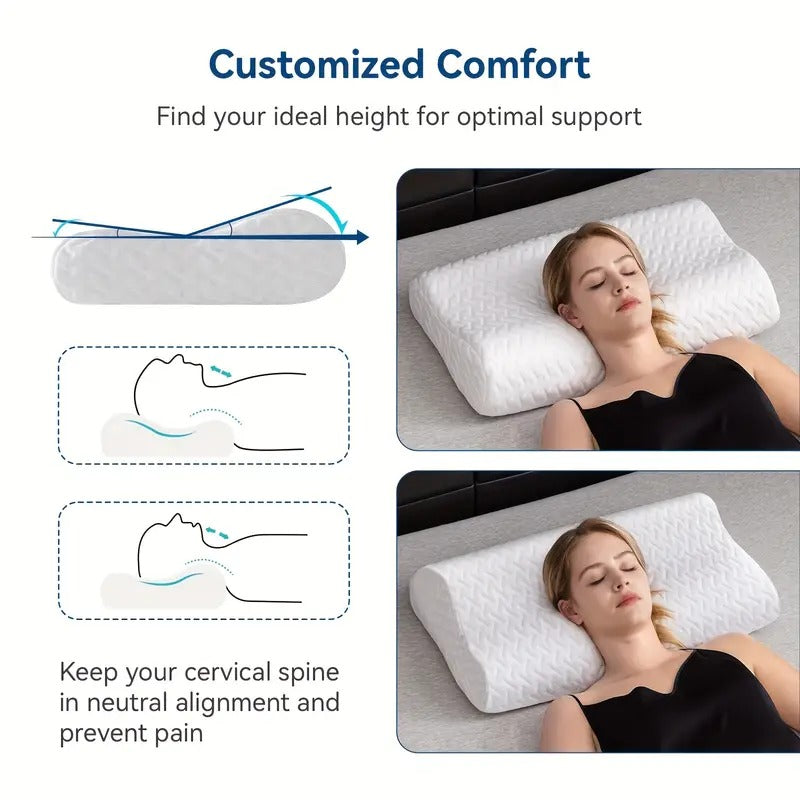 Ultimate Contour Cervical Neck Pillow for Pain Relief Sleep, Improves Posture & Spinal Alignment, Neck Pain Relief Cushion with Ultra Responsive Memory Foam & Skin Friendly Cover, White