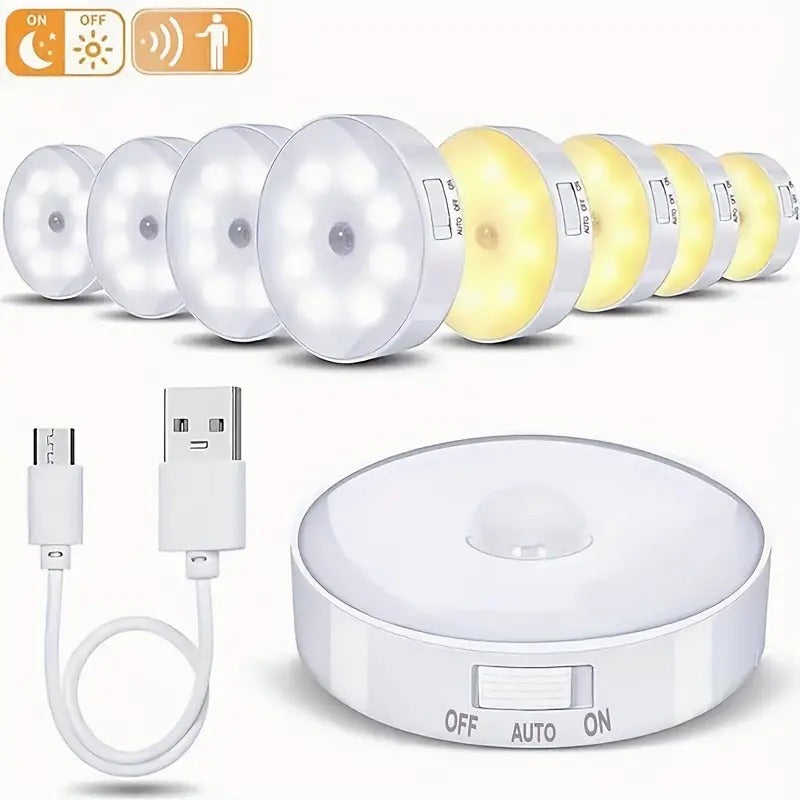 Rechargeable Motion Sensor Adhesive Led Light for Home Night Body Induction Lamp for Bedroom, Under Cabinet Light for Kitchen Automatic Night Light On-Off Sensor