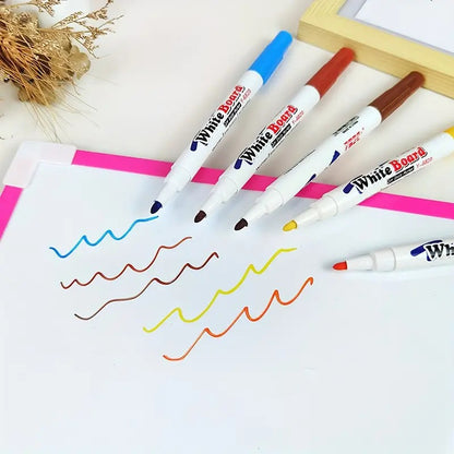 11 Or 12Pcs Multicolor Magical Floating Ink Marker Medium Pen, Magical Water Painting Pen Come With 1No. Ceramic Spoon, Best Gift Magical Floating Marker Pen For Kids